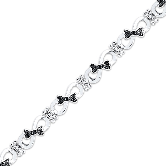 Previously Owned Dog Bone Bracelet 1/15 ct tw Diamonds Sterling Silver 7.5"