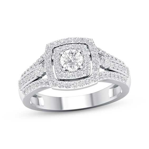 Previously Owned Diamond Engagement Ring 3/8 ct tw Round-cut 10K White Gold 7