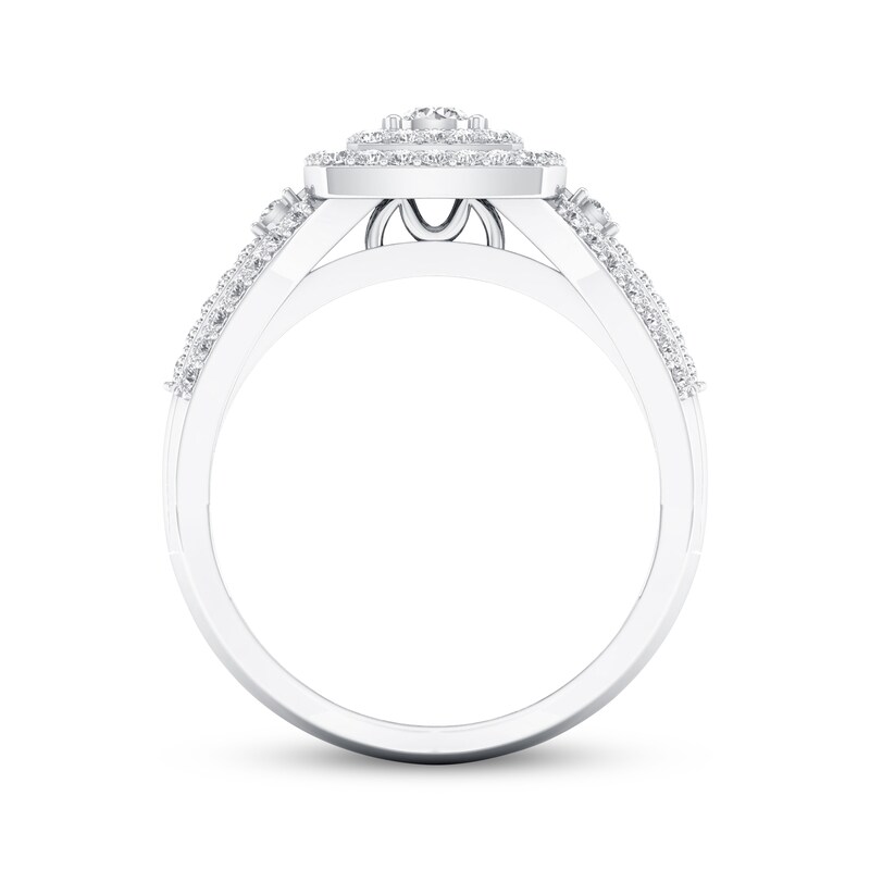 Main Image 4 of Previously Owned Diamond Engagement Ring 3/8 ct tw Round-cut 10K White Gold Size 7