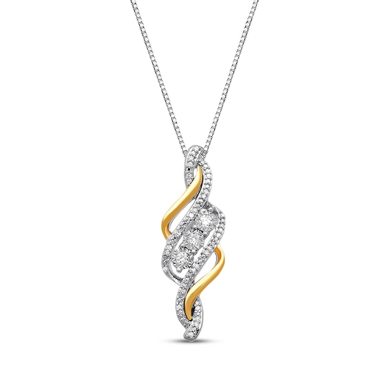 Previously Owned Diamond Necklace 1/6 ct tw Sterling Silver & 10K Yellow Gold