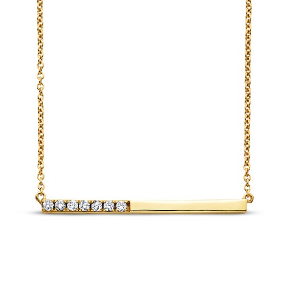 Previously Owned Diamond Bar Necklace 1/10 ct tw Round-cut 10K Yellow Gold