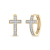 Thumbnail Image 1 of Previously Owned Men's Diamond Cross Huggie Hoop Earrings 1/5 ct tw Round-cut 10K Yellow Gold