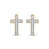 Thumbnail Image 2 of Previously Owned Men's Diamond Cross Huggie Hoop Earrings 1/5 ct tw Round-cut 10K Yellow Gold