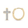 Thumbnail Image 3 of Previously Owned Men's Diamond Cross Huggie Hoop Earrings 1/5 ct tw Round-cut 10K Yellow Gold