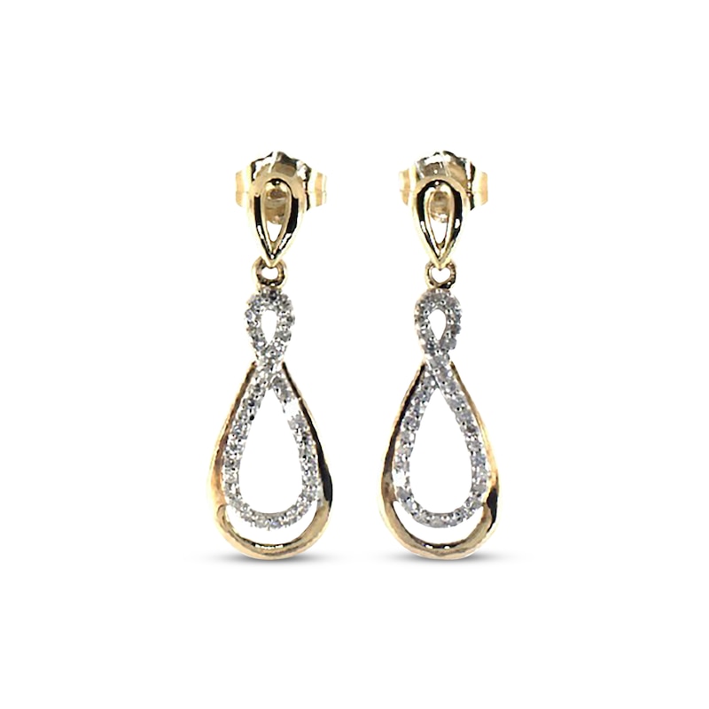 Main Image 1 of Previously Owned Diamond Infinity Dangle Earrings 1/5 ct tw 10K Yellow Gold