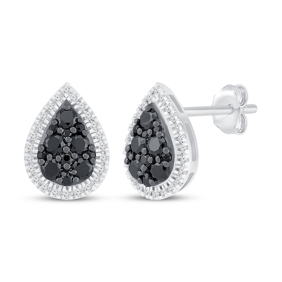 Previously Owned Black & White Diamond Stud Earrings 5/8 ct tw Sterling Silver