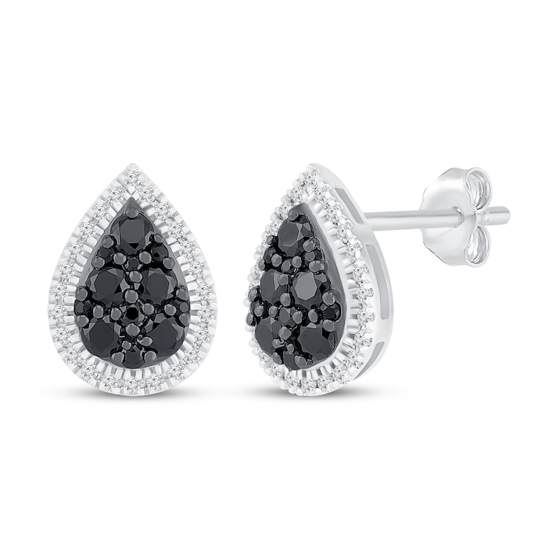 Main Image 1 of Previously Owned Black & White Diamond Stud Earrings 5/8 ct tw Sterling Silver