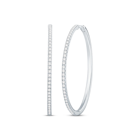 Previously Owned Diamond Hoop Earrings 1/2 ct tw Round-cut 10K White Gold