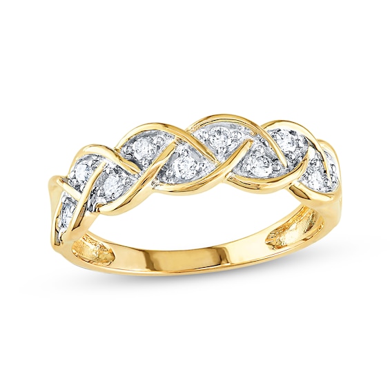 Previously Owned Diamond Anniversary Ring 1/4 ct tw Round-cut 10K Yellow Gold Size 7