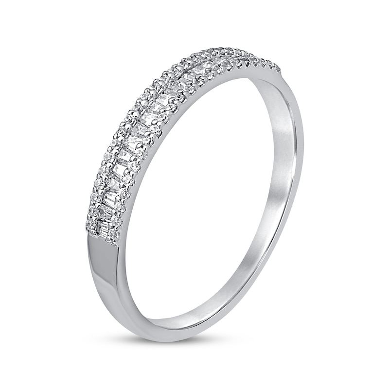 Main Image 2 of Previously Owned Diamond Anniversary Ring 1/4 ct tw Round/Baguette 10K White Gold Size 7