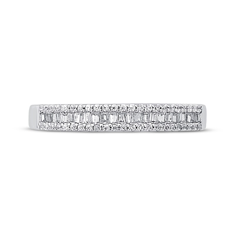 Main Image 3 of Previously Owned Diamond Anniversary Ring 1/4 ct tw Round/Baguette 10K White Gold Size 7