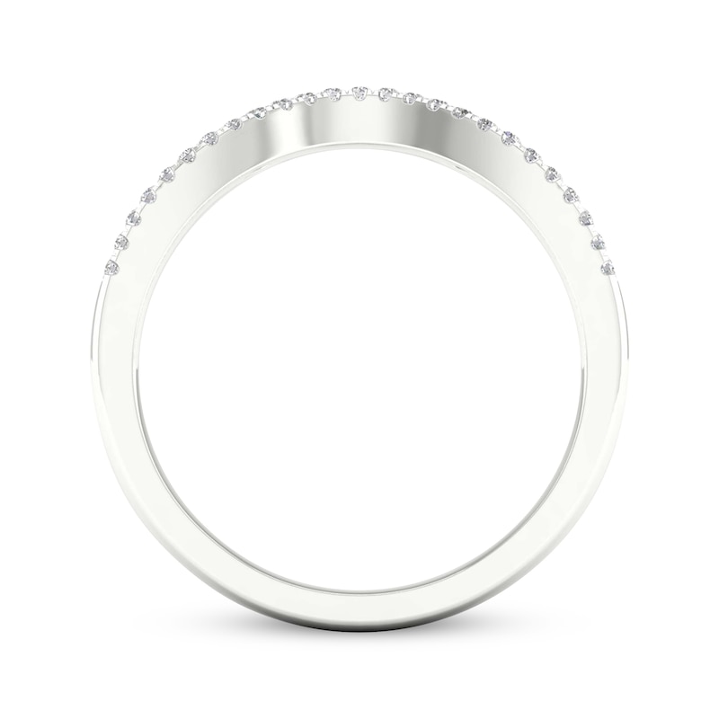 Main Image 4 of Previously Owned Diamond Contour Anniversary Ring 1/3 ct tw Baguette & Round-cut 14K White Gold