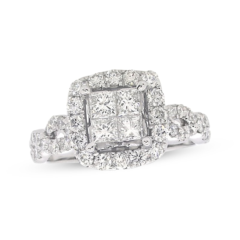 Previously Owned Princess-Cut Diamond Quad Engagement Ring 1-1/2 ct tw ...