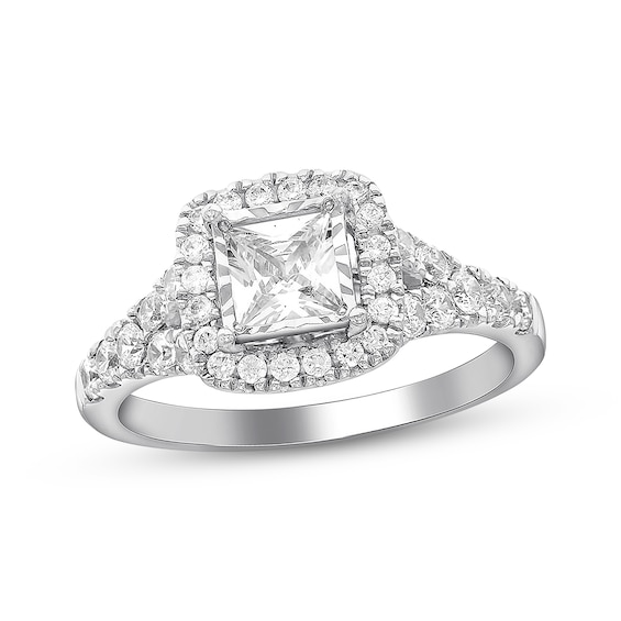 Previously Owned Diamond Engagement Ring 1-1/8 ct tw Princess-cut 14K White Gold