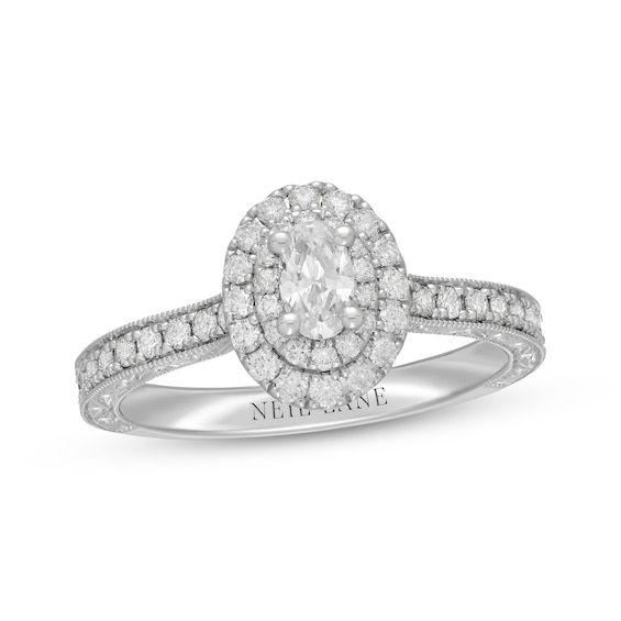 Previously Owned Neil Lane Diamond Engagement Ring 7/8 ct tw Oval/Round 14K White Gold