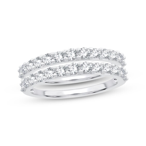 Previously Owned Double Diamond Wedding Band 1 ct tw Round-Cut 14K White Gold