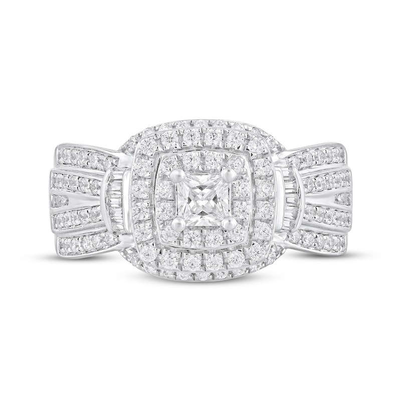 Main Image 3 of Previously Owned Princess-Cut Diamond Frame Engagement Ring 1 ct tw 14K White Gold