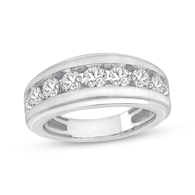 Main Image 1 of Previously Owned Men's Diamond Wedding Band 2 ct tw Round-cut 10K White Gold