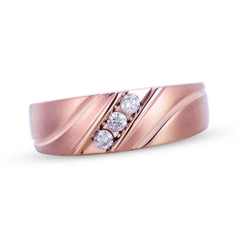 Main Image 1 of Previously Owned Men's Diamond Wedding Band 1/5 ct tw Round-cut 10K Rose Gold