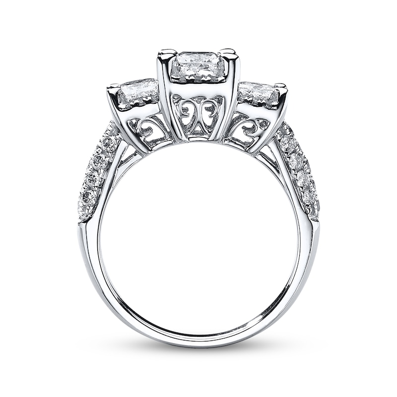 Main Image 2 of Previously Owned 3-Stone Diamond Engagement Ring 2 ct tw Princess-cut 14K White Gold