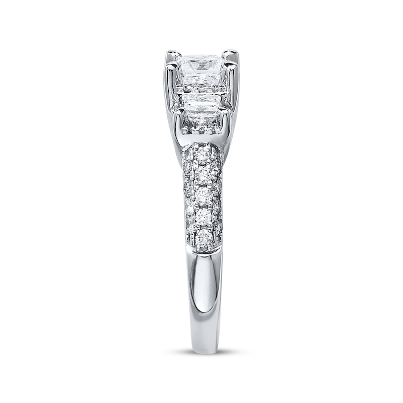 Main Image 3 of Previously Owned 3-Stone Diamond Engagement Ring 2 ct tw Princess-cut 14K White Gold