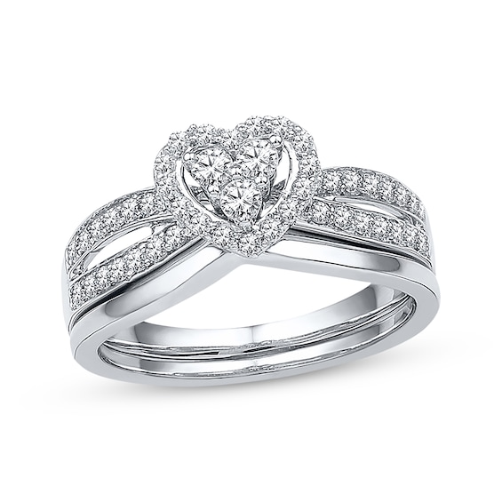 Previously Owned Heart Bridal Set 1/2 ct tw Diamonds 10K White Gold