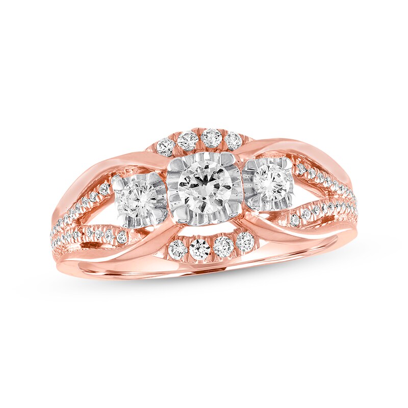 Main Image 1 of Previously Owned Three-Stone Diamond Ring 1/2 ct tw Round-cut 14K Two-Tone Gold