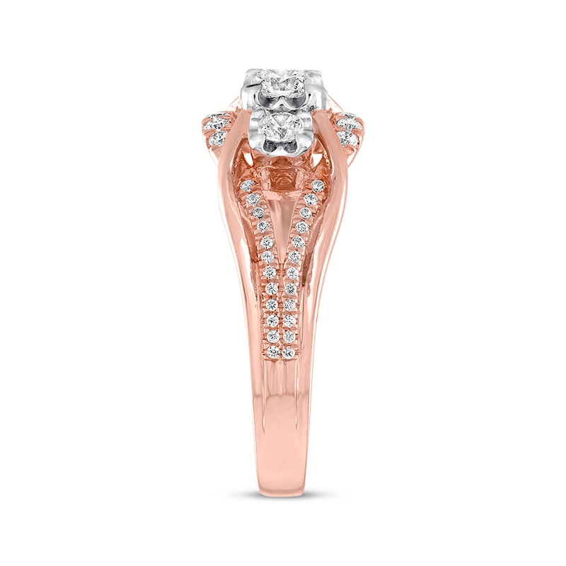 Main Image 2 of Previously Owned Three-Stone Diamond Ring 1/2 ct tw Round-cut 14K Two-Tone Gold