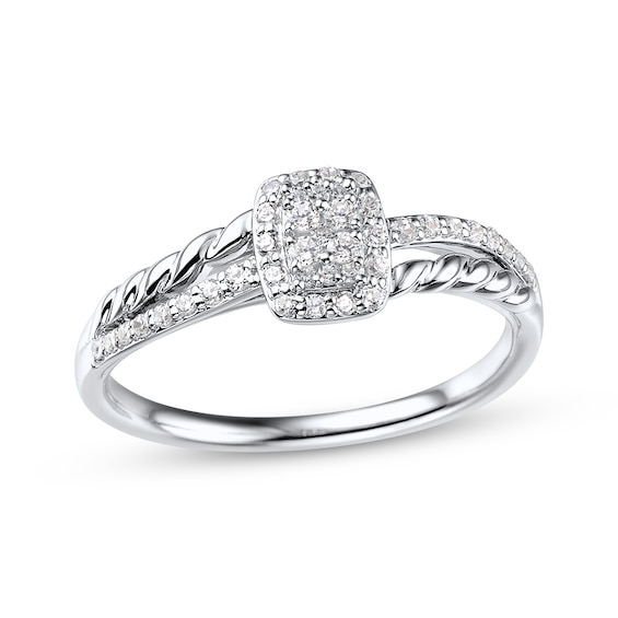 Previously Owned Round Diamond Twist Engagement Ring 1/4 ct tw 10K White Gold
