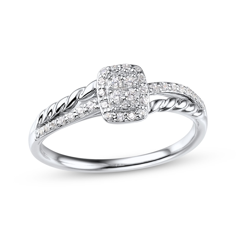 Main Image 1 of Previously Owned Round Diamond Twist Engagement Ring 1/4 ct tw 10K White Gold