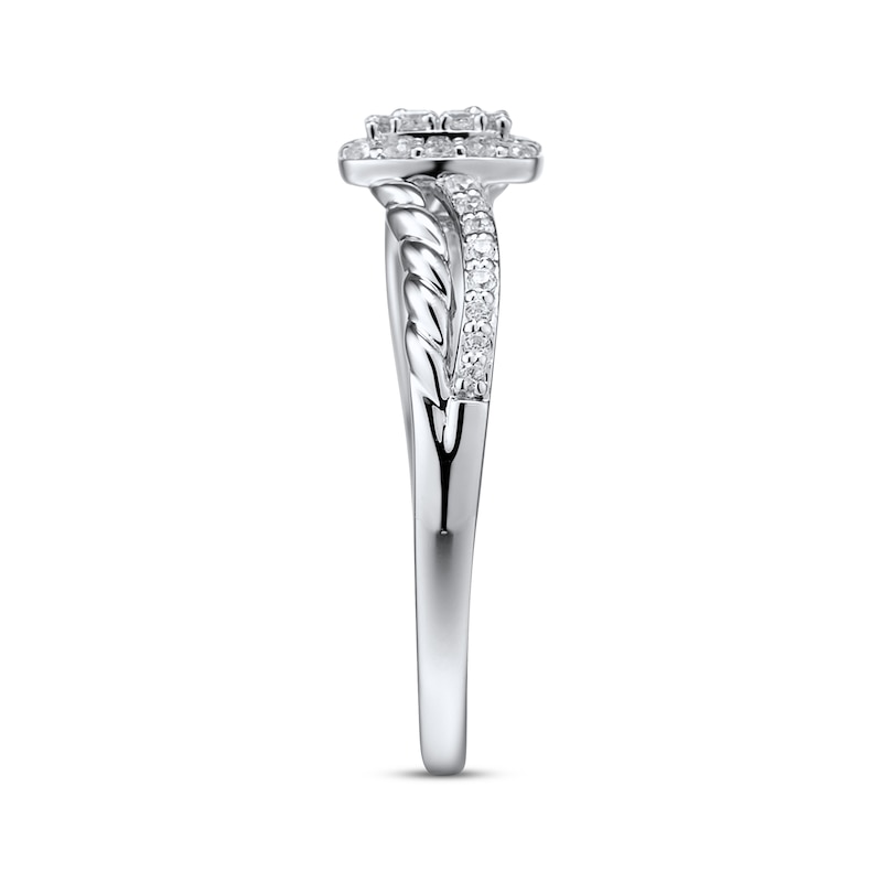Main Image 2 of Previously Owned Round Diamond Twist Engagement Ring 1/4 ct tw 10K White Gold