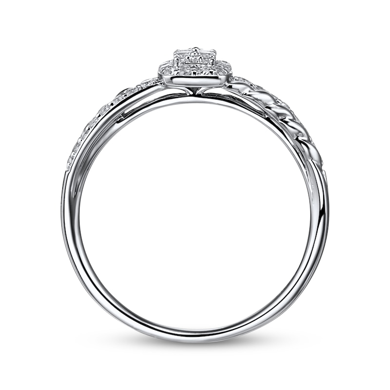 Main Image 3 of Previously Owned Round Diamond Twist Engagement Ring 1/4 ct tw 10K White Gold