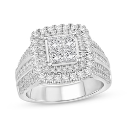 Previously Owned Diamond Engagement Ring 2 ct tw Princess & Round-cut 10K White Gold