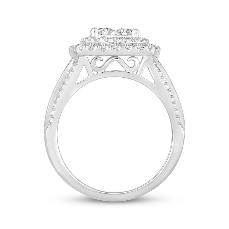 Main Image 3 of Previously Owned Diamond Engagement Ring 2 ct tw Princess & Round-cut 10K White Gold