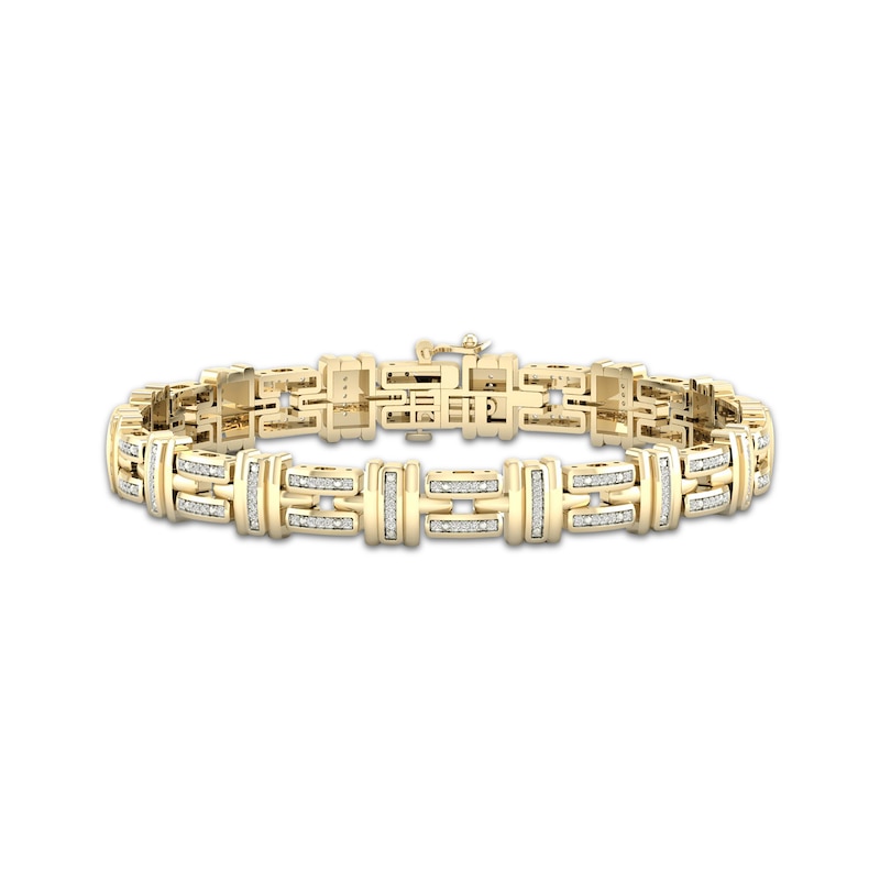 Main Image 1 of Previously Owned Men's Diamond Bracelet 1/2 ct tw Round-cut 10K Yellow Gold 8.5&quot;