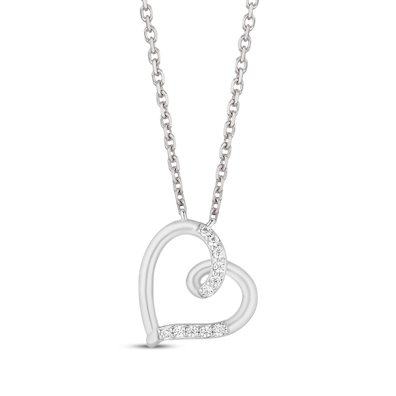 Main Image 2 of Previously Owned Hallmark Diamonds Swirling Hearts Gift Set 1/8 ct tw Sterling Silver 18&quot;