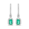 Thumbnail Image 2 of Previously Owned Emerald & Diamond Drop Earrings 1/5 ct tw 10K White Gold