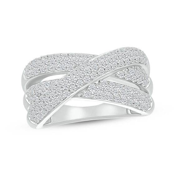 Previously Owned Diamond Three-Row Crossover Ring 1 ct tw 10K White Gold