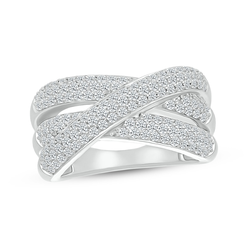 Main Image 1 of Previously Owned Diamond Three-Row Crossover Ring 1 ct tw 10K White Gold