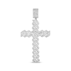 Thumbnail Image 1 of Previously Owned Men's Diamond Cross Curb Pendant 1-1/2 ct tw Round-cut 10K White Gold