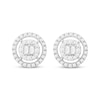 Thumbnail Image 1 of Previously Owned Baguette & Round-Cut Diamond Circle Stud Halo Earrings 1/2 ct tw Sterling Silver