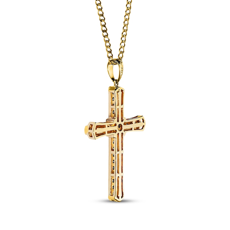 Main Image 3 of Previously Owned Men's Cross Necklace 1/2 ct tw Diamonds 10K Yellow Gold