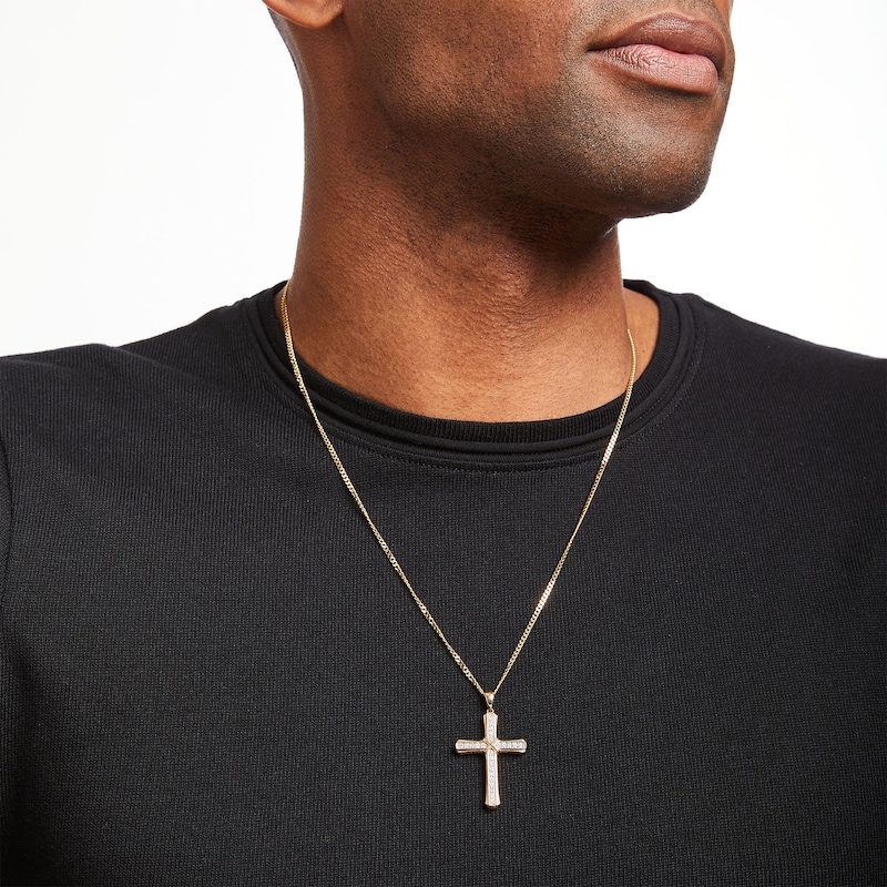Main Image 4 of Previously Owned Men's Cross Necklace 1/2 ct tw Diamonds 10K Yellow Gold