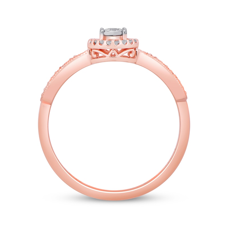 Main Image 2 of Previously Owned Diamond Halo Frame Promise Ring 1/8 ct tw 10K Rose Gold