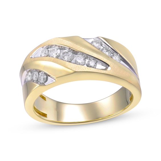 Previously Owned Men's Diamond Wedding Band 1/2 ct tw Round-cut 10K Yellow Gold