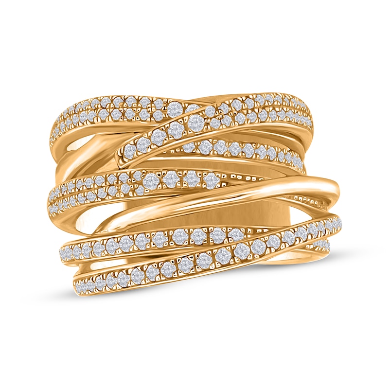 Main Image 1 of Previously Owned Diamond Multi-Row Crossover Ring 1 ct tw 10K Yellow Gold