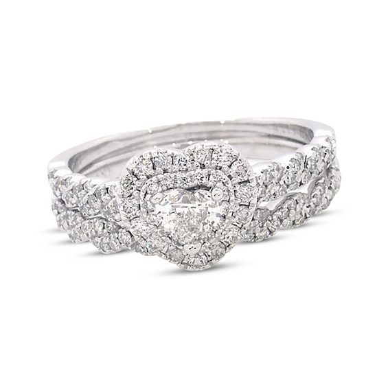 Previously Owned Neil Lane Heart-Shaped Diamond Bridal Set 7/8 ct tw 14K White Gold Size 8