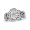 Thumbnail Image 1 of Previously Owned Multi-Diamond Center Oval Frame Bridal Set 1-1/3 ct tw 14K White Gold Size 8.5