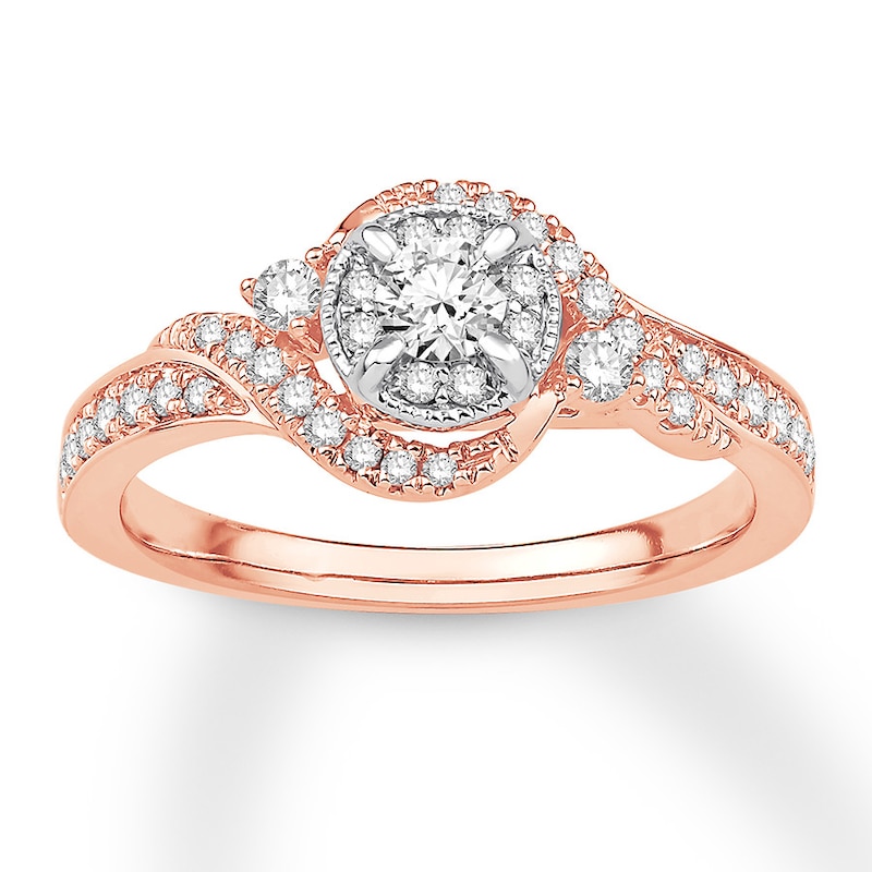 Main Image 1 of Previously Owned Diamond Engagement Ring 1/2 ct tw Round-cut 10K Two-Tone Gold