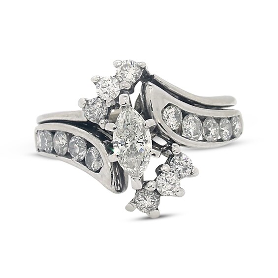 Previously Owned Marquise & Round-Cut Diamond Bridal Set 1 ct tw 14K White Gold Size 5